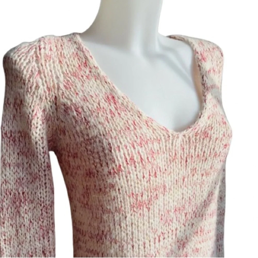 Zara Knit Mohair Asymmetrical High Low Pull Over Cream & Red Size Small - Picture 3 of 12